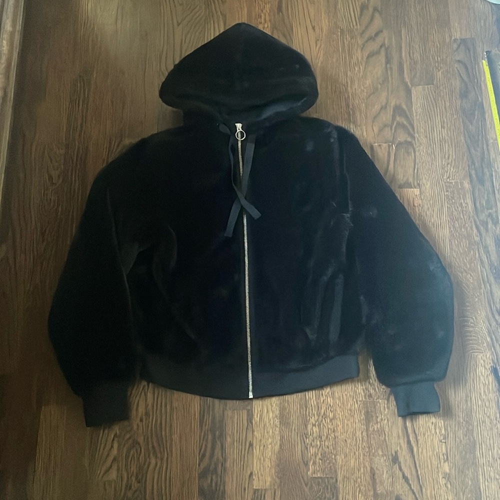 Athleta ritual black faux fur jacket, XS